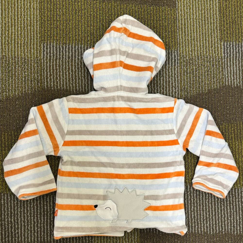 Magnificent Baby 3T Striped Hoodie Magnetic Velour Hedgehog Applique Fall Autumn